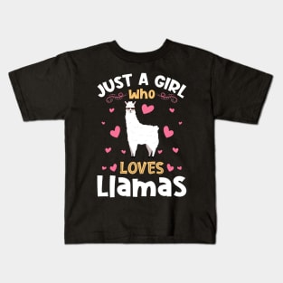 Just a Girl who Loves Llamas Alpacas Kids T-Shirt